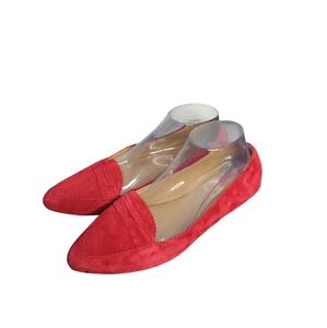 Talbots Red Suede Pointed Toe Penny Loafer size 8M flats holiday